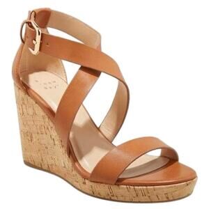 Nwot Woman’s Cecilia Faux Leather Cork Bottom Strappy Wedge Pumps A New Day sz 7